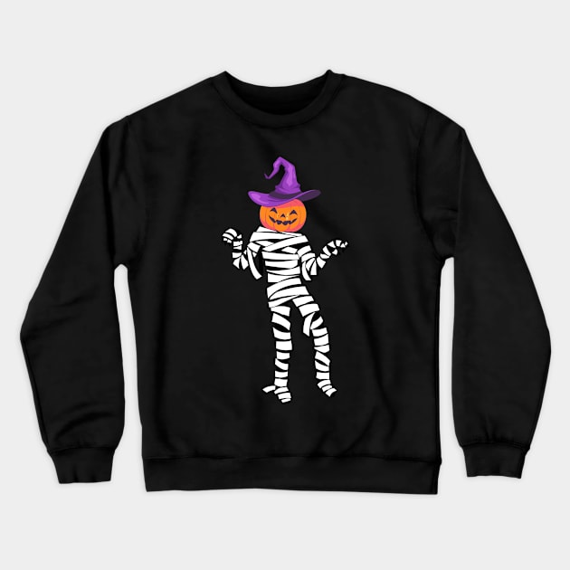 Mummy with pumpkin face Crewneck Sweatshirt by PARABDI